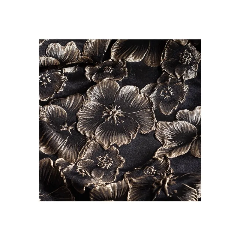 Plum Blossom Black Gold Silk Jacquard Three-dimensional Relief Fabric Chinese Style Embroidered Texture Home Designer Fabric