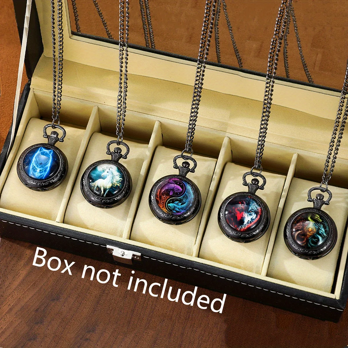 

5 шт., комбинация часов с откидным украшением и ожерельем - модные нейтральные кварцевые часы с красочным рисунком животных