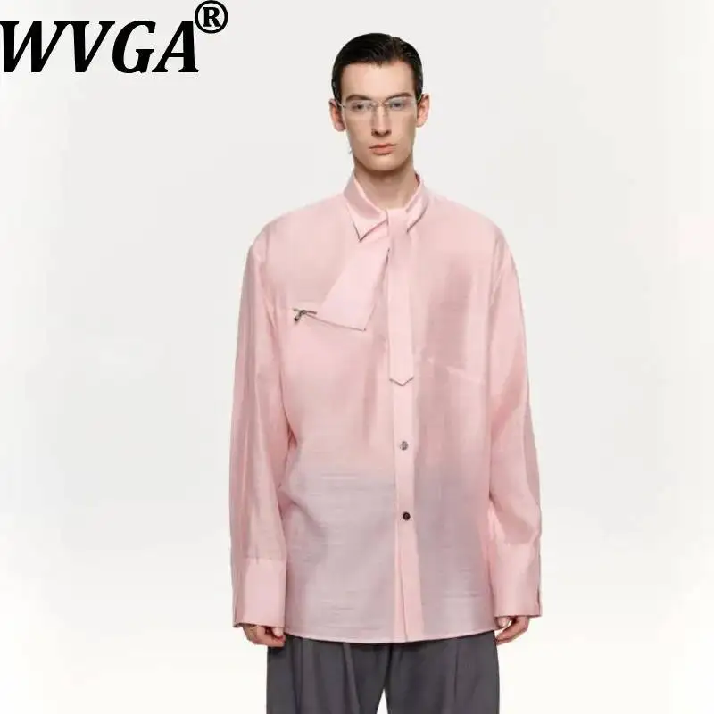 WVGA Spring Summer New Men Luxurious Breathable Sooth Original Design Trendy Long Sleeve Shirt Niche Chic Casual Tops Ins W25994