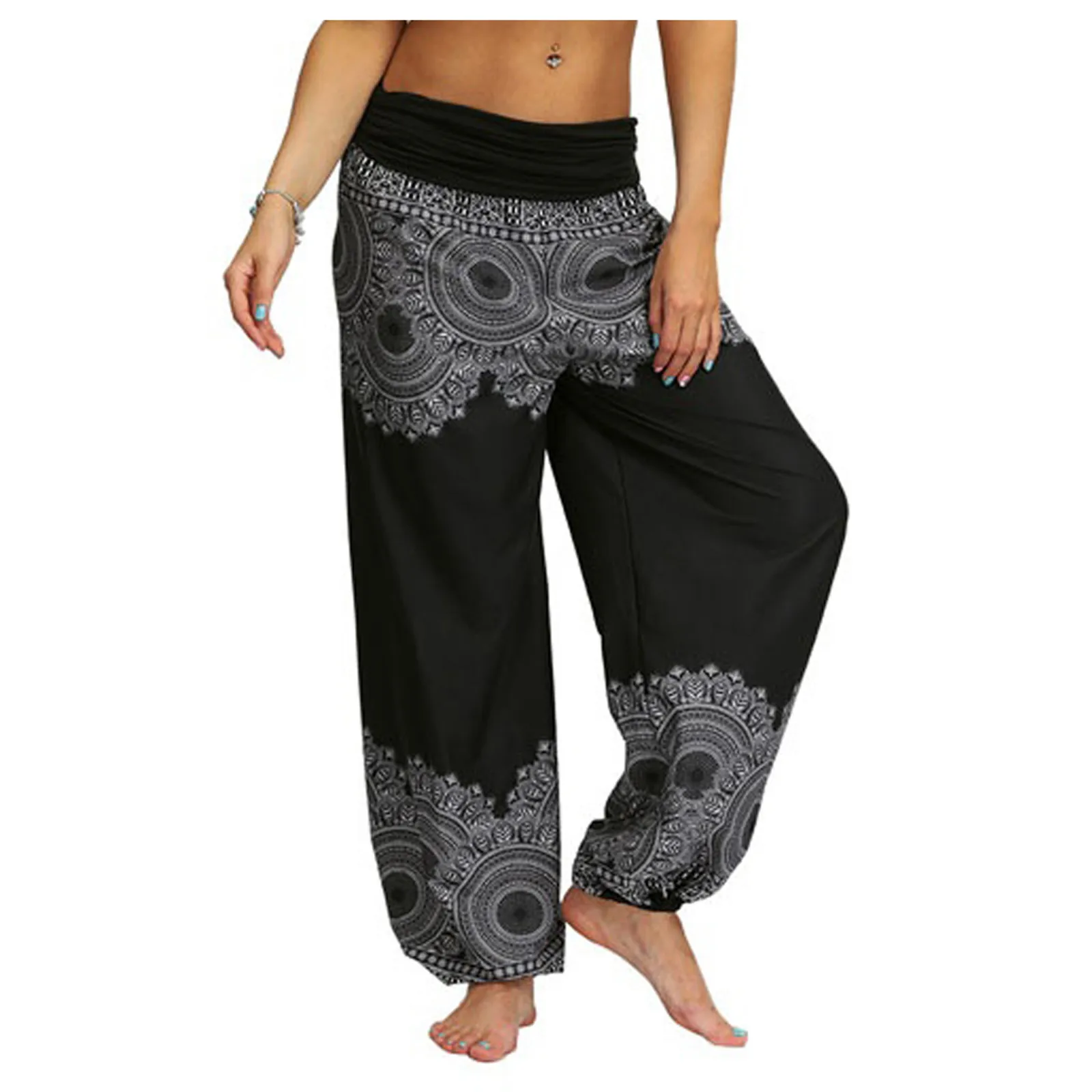 Women's Drop Crotch Ankle Balloon Joggers,Cotton Boho Hippie Harem Pants,Casual Oversize Palazzo Meditation Pants Yoga Pants