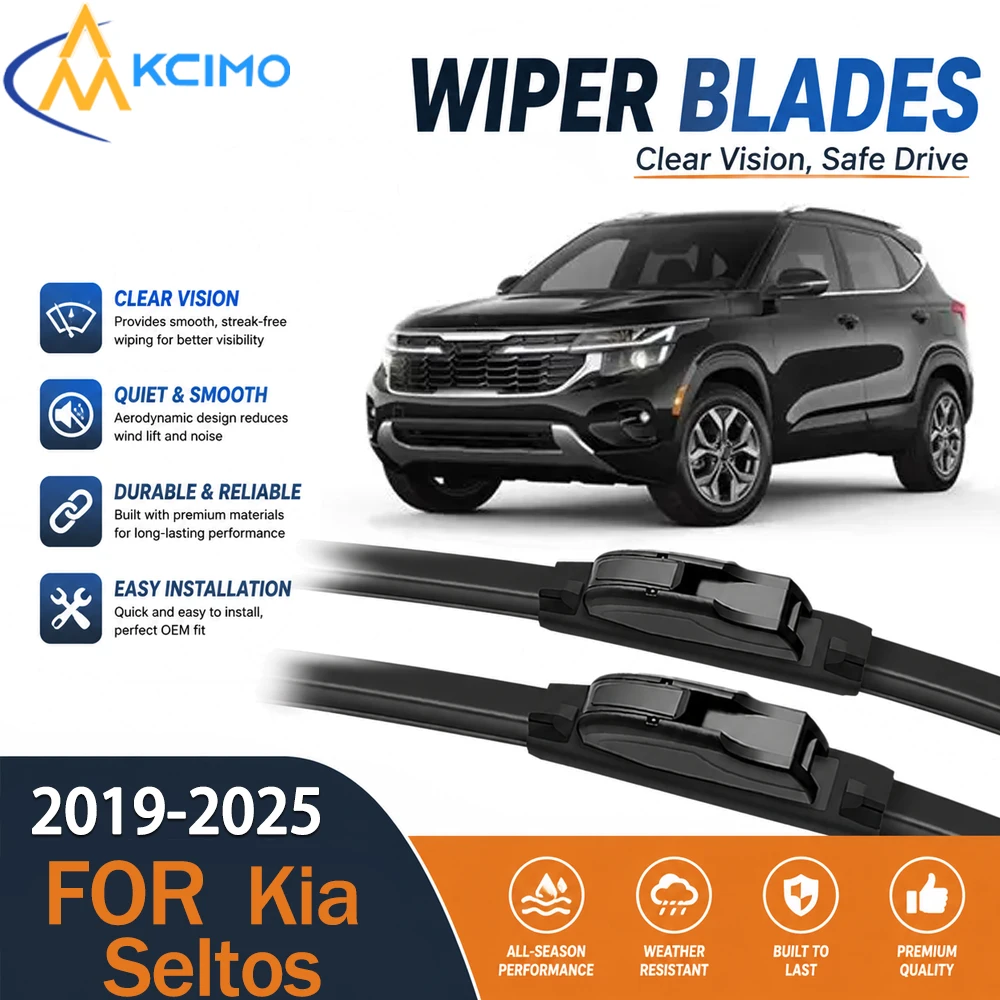 Windshield Wiper Set Durable Rubber Streak‑Free Performance Simple Fitting Replacement Blades For Kia Seltos 2019-2025