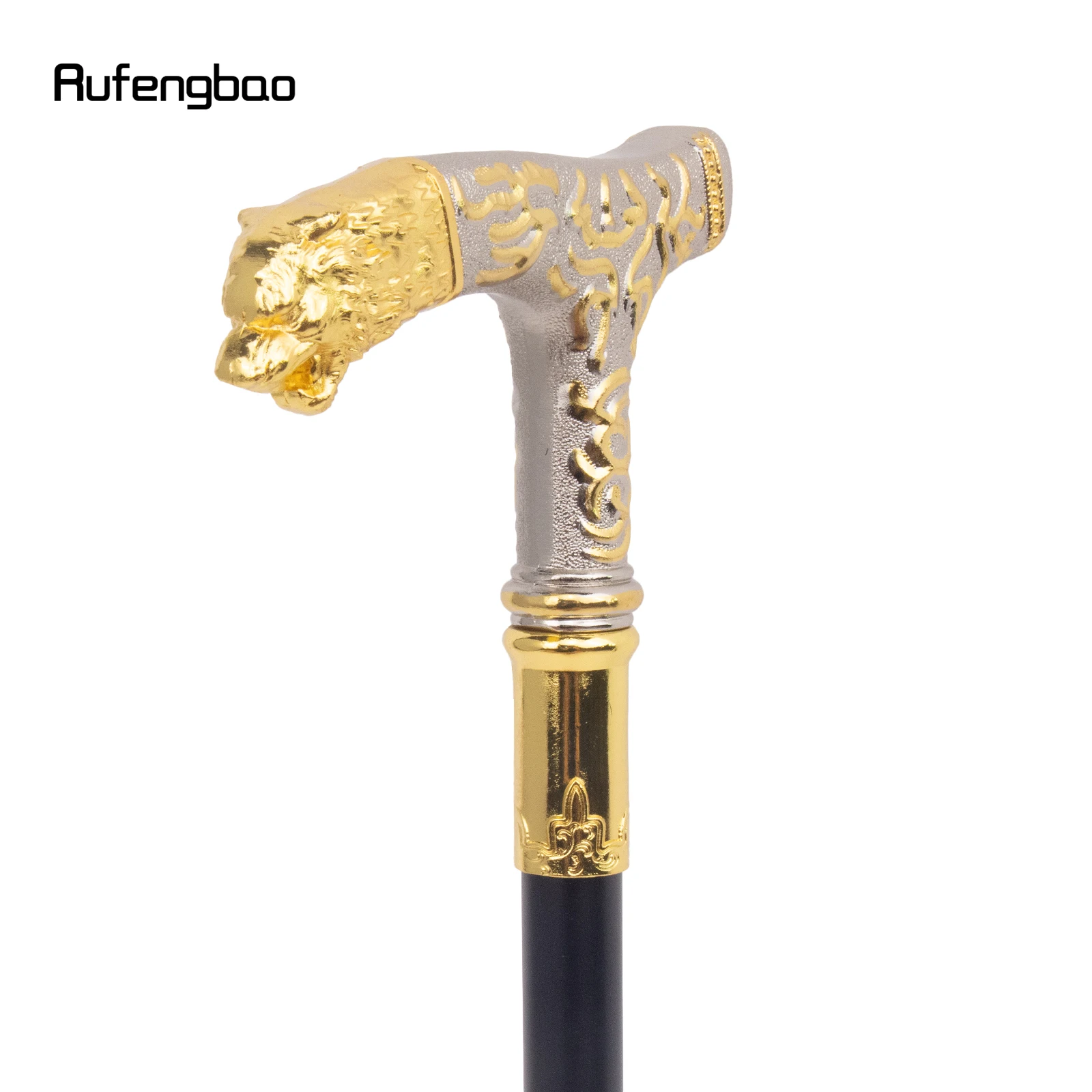 Golden White Tiger Luxury Pattern Walking Stick Party Fashion Elegant Walking Stick Decorative Cospaly Cane Knob Crosier 89cm