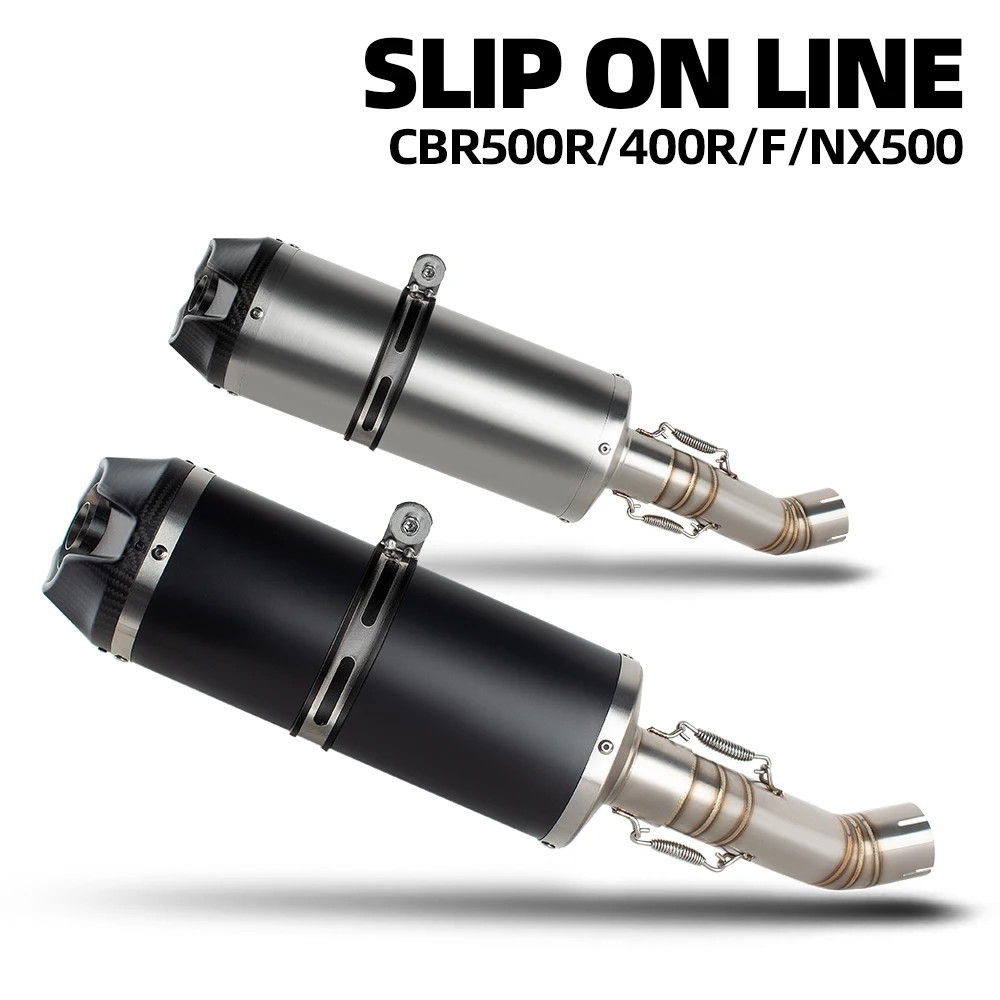 For Honda CBR400R CB400F 400X NX400 CBR500R CB500F 500X NX500 CB500 Hornet 2016-2026  motorcycle exhaust Slip on Line muffler