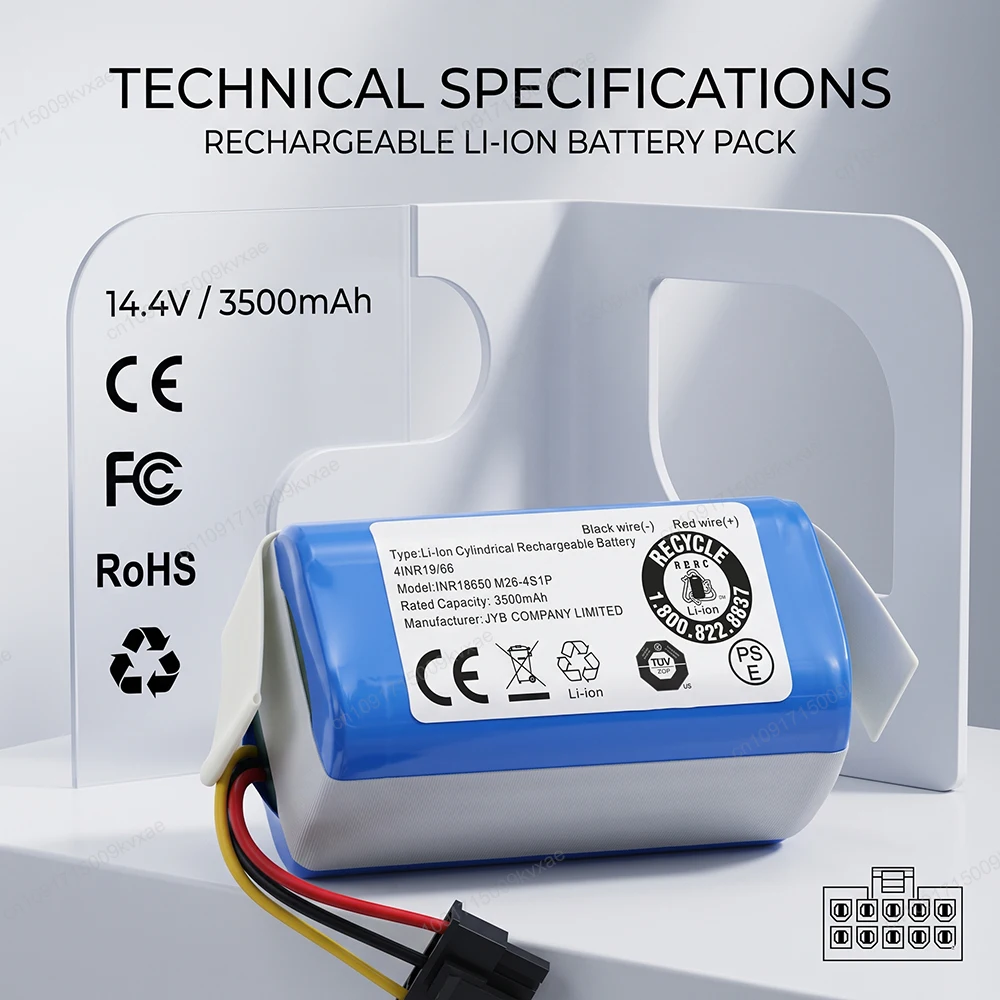 14.4V 3500mAh Battery for Eufy L60 L50 SES Hybrid for iRobot Roomba Combo Essential Y0110 Q011 AK330 Robot Vacuum Cleaner