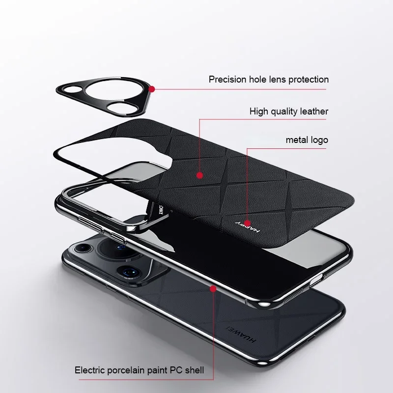 For Huawei Pura 70 80 Ultra Case 70 Pro Plus mobile phone case, original plain leather pattern + PC non-slip ultra-thin protect