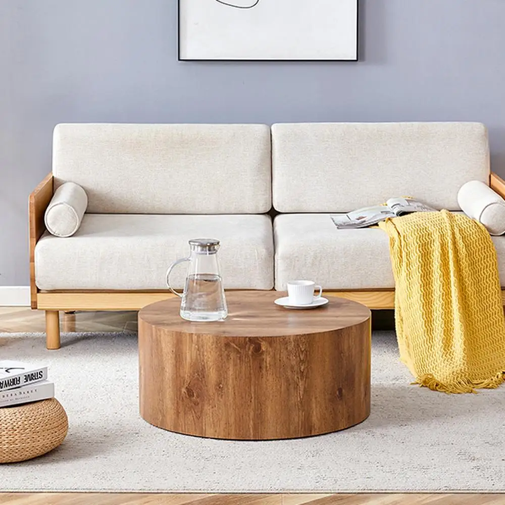 Tavolini cilindrici in MDF Set di 3 tavolini con accenti impilabili con motivo a venature del legno Mobili da soggiorno moderni e minimalisti