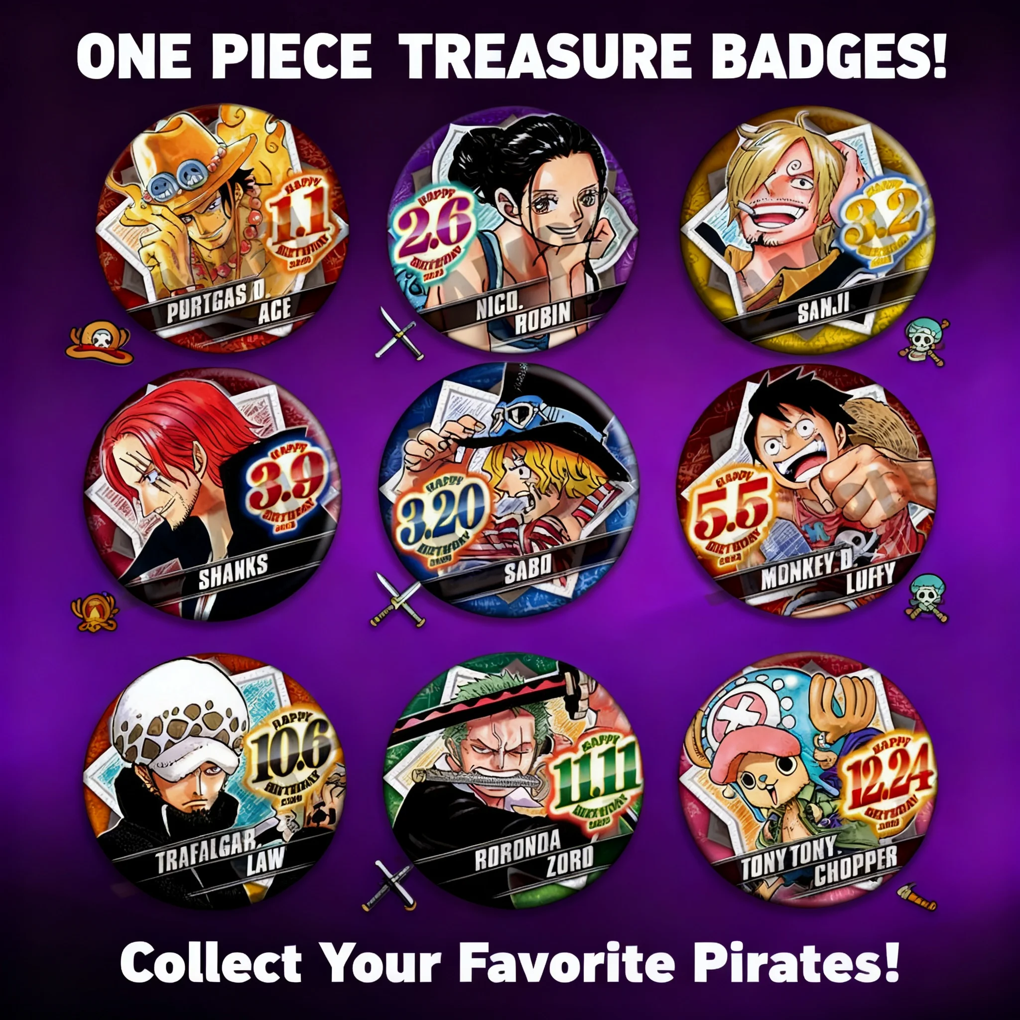 

One Piece Anime Badge Pin Luffy Zoro Chopper Sabo Ace Accessories Pendant Keychain Collection Merchandise Birthday Gift 2020 New