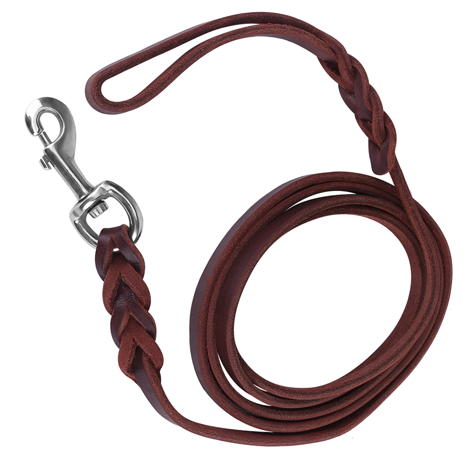 Pet Dog Lead Leash Safety Rope Cowhide And Leather Belt For Walking Running Training