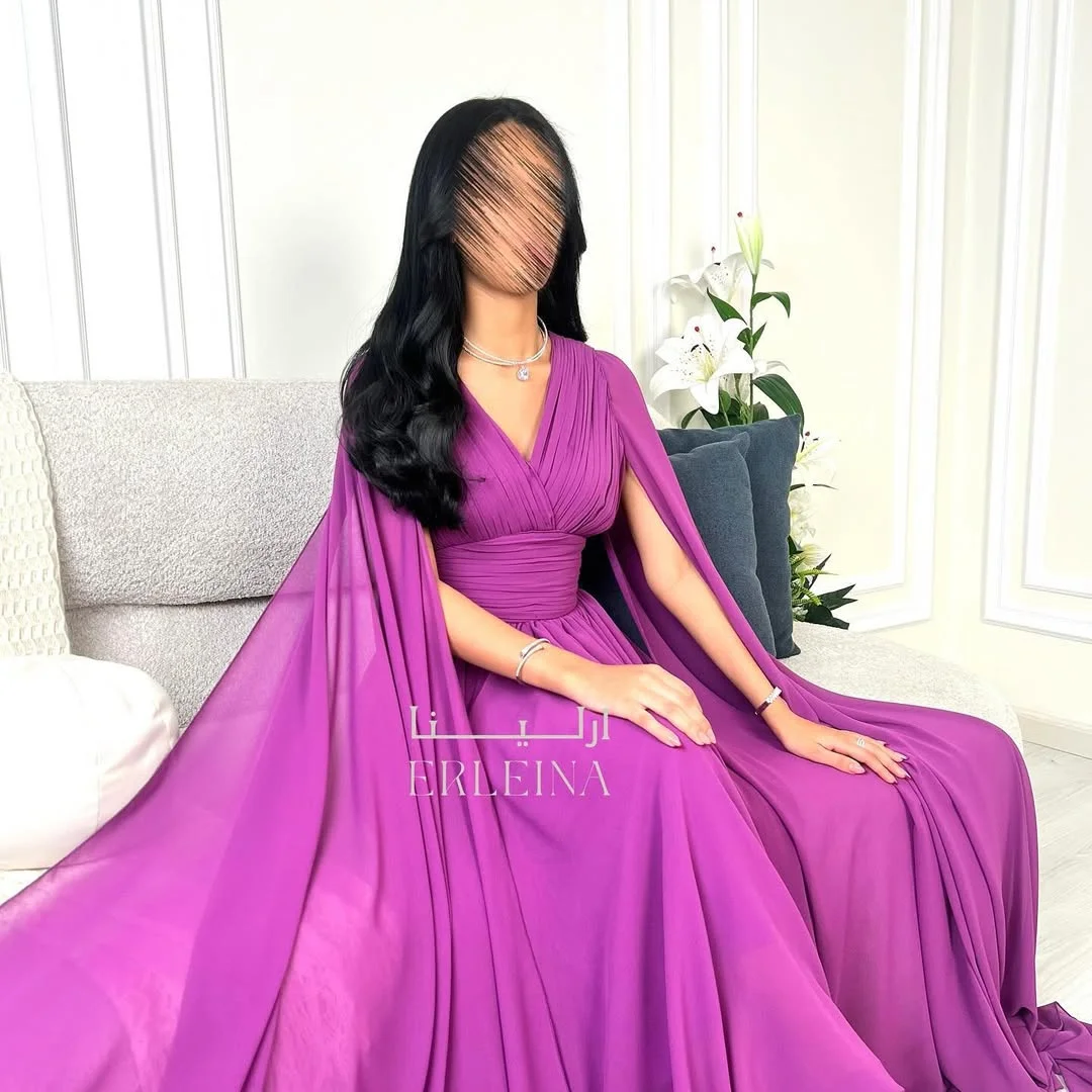 CUYUN Aangepaste moderne stijl sexy chiffon plooi ruches sjerp gedrapeerde a-lijn v-hals lange jurken op maat gemaakte gelegenheidsjurken elegant