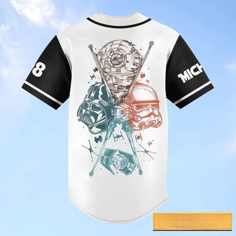 2026 New Star Wars Black Knight Stormtrooper Retro Sketch Baseball Shirt Men's Sports Speed Dry Button Shirt Children's T-shirt view 3