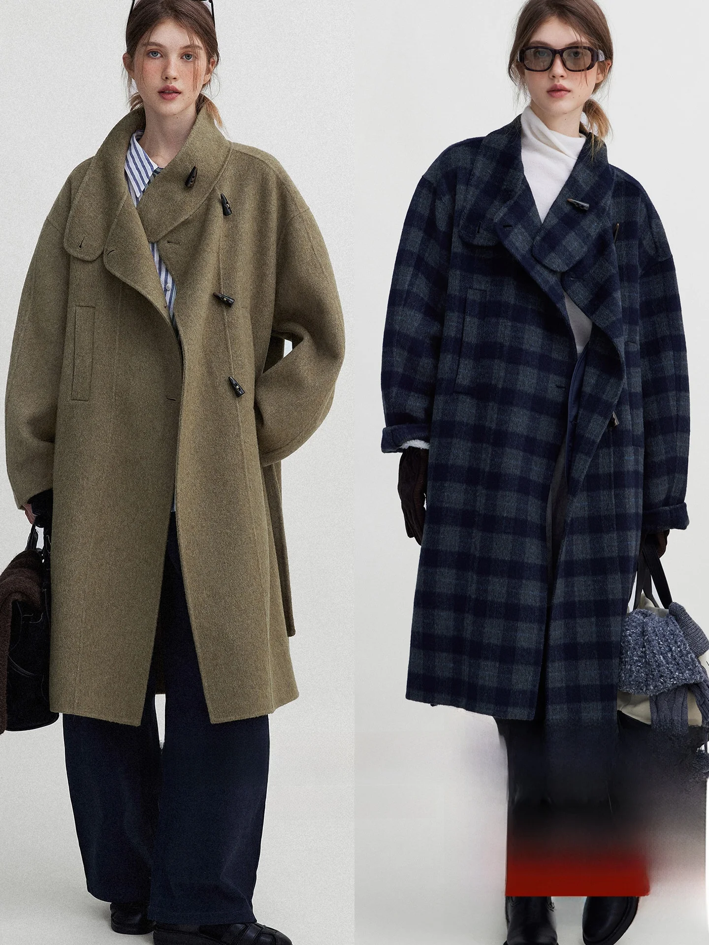 

Двустороннее шерстяное пальто в скандинавском стиле с воротником-стойкой на пуговицах, женское, драпированное, теплое, для повседневной носки, с длинными рукавами