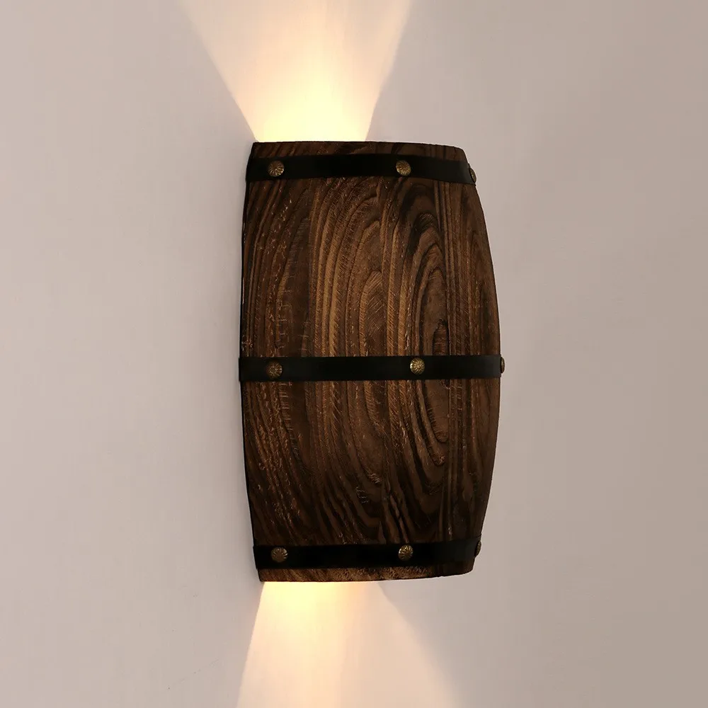 

Industrial up and down wall lamp American wine barrel original wooden lighting bedside lamp decoration bar decoration light