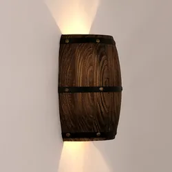 Industrial up and down wall lamp American wine barrel original wooden lighting  bedside lamp decoration bar decoration light