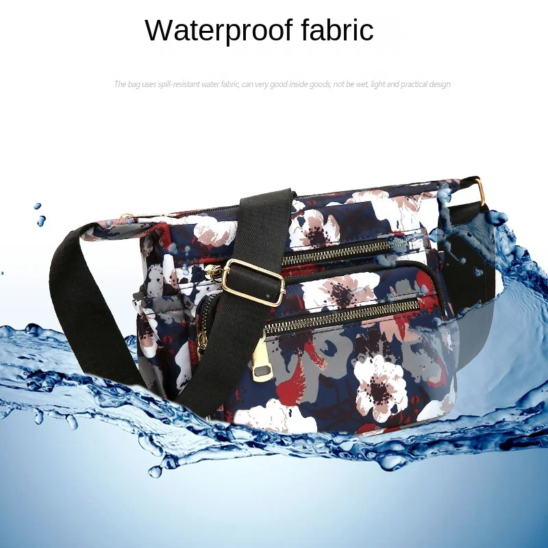 Retro Printed Oxford Shoulder Bag Minimalist Lady Messenger Bag Beach Bag Multi-layer Large Capacity Mom Commuting Bag