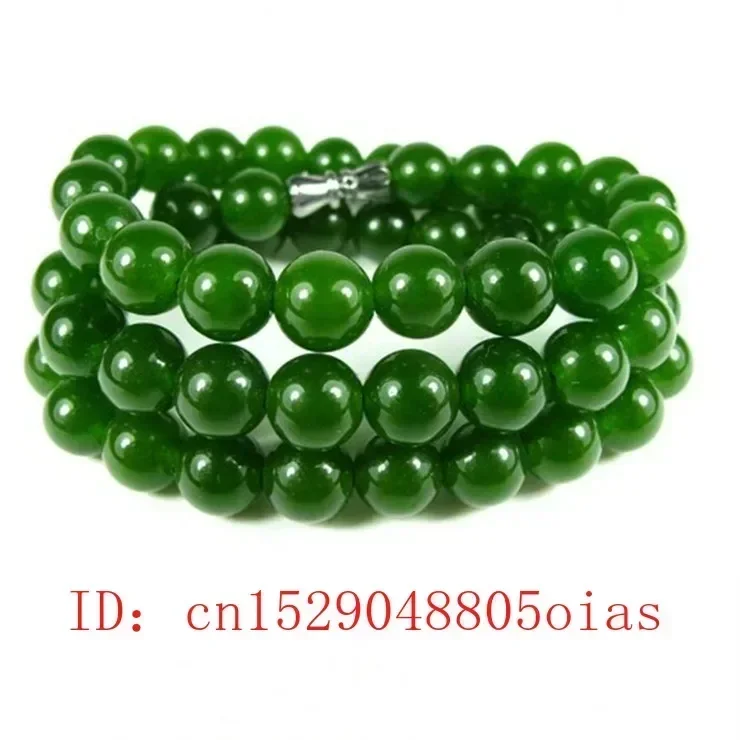 Natural Green Jade Beads Necklace Jadeite Jewelry Fashion Charm Accessories Hand-Carved Lucky Amulet Gifts for Women Her Men