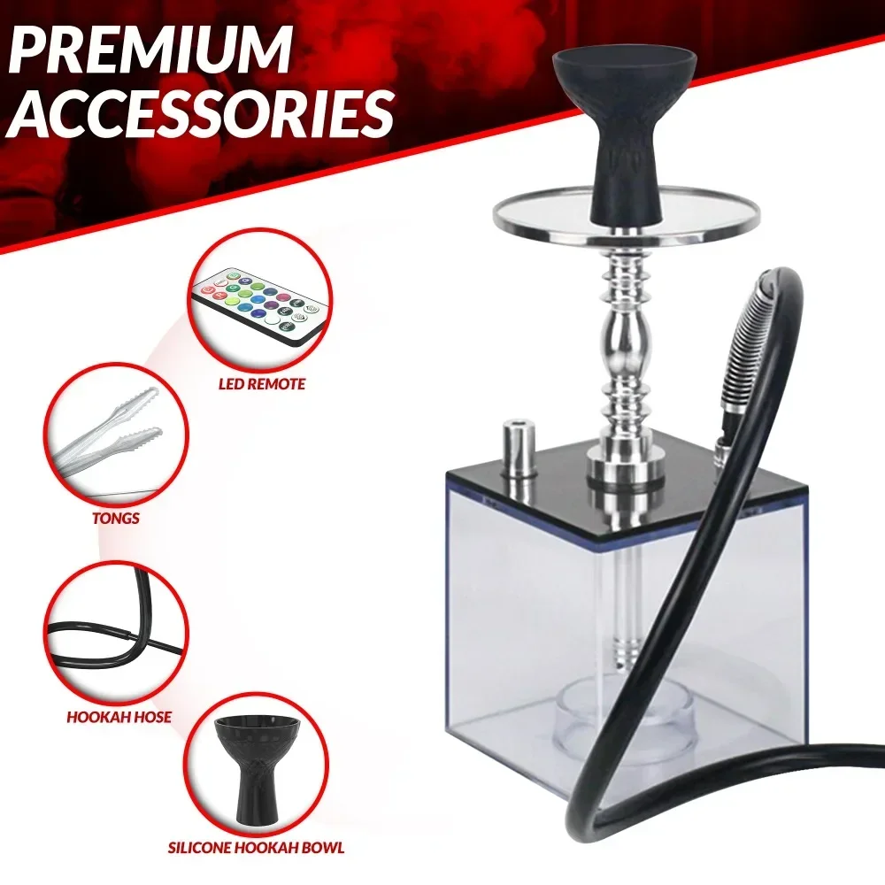 

Acrylic Hookah Set Shisha Box Nargile Sheesha Narguile Chicha Cachimbas Water Pipe Shisha Box Hookah With LED For Smoking Кальян