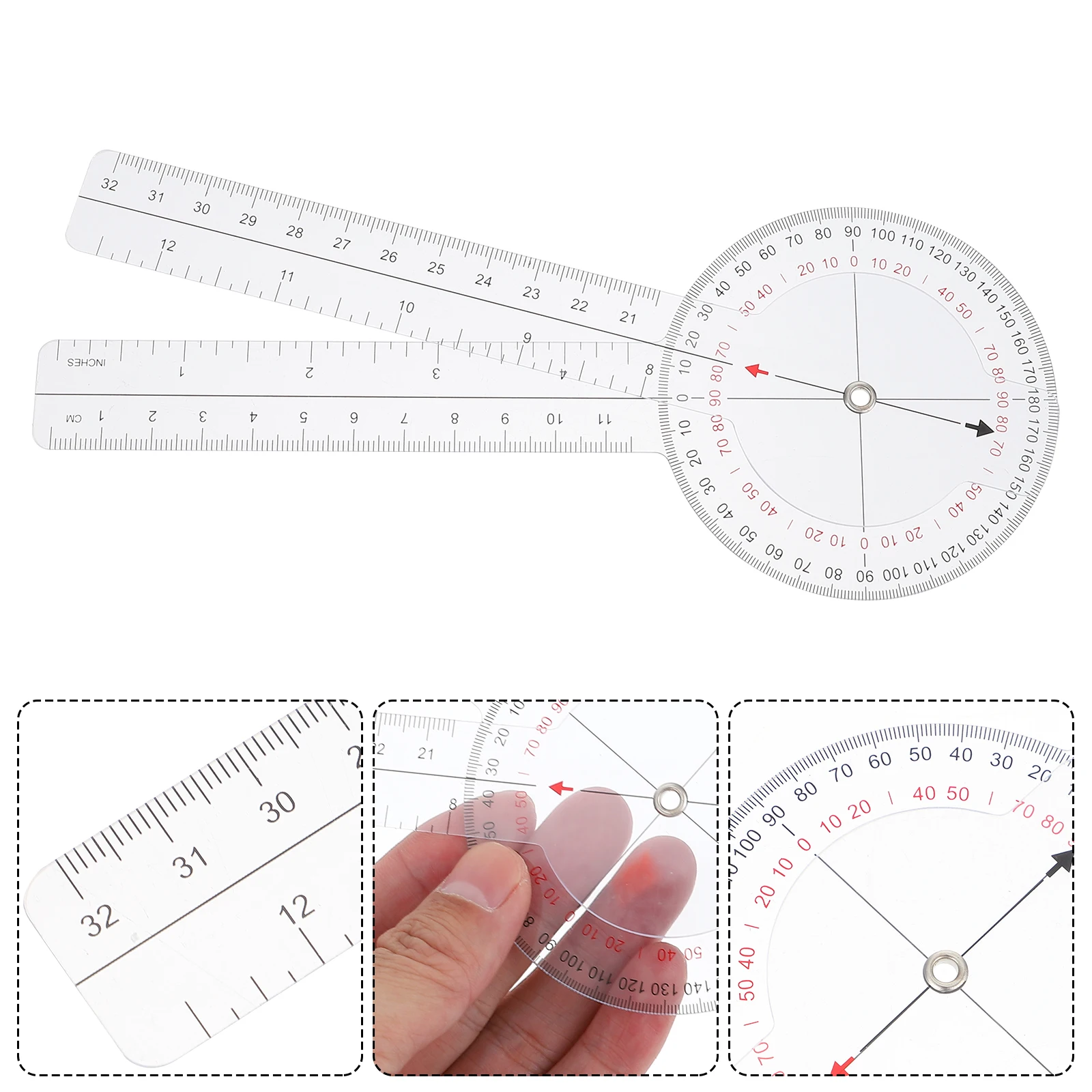 

Plastic Angle Ruler Goniometer Large Protractor Tool Measuring Physical Therapy Flexible Transparent Student Engineering