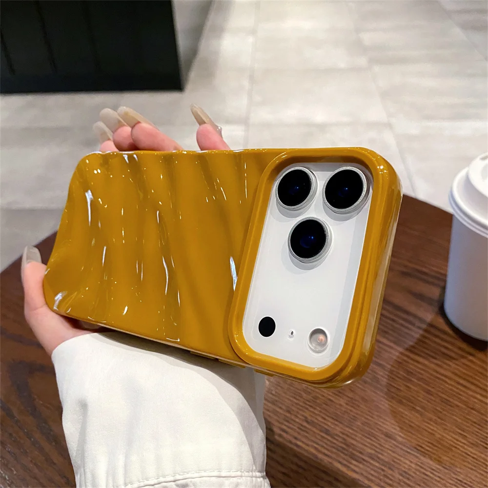 Mattiertes Wellenmuster, schlichte Handyhülle für iPhone 17 Air 16e 16 15 14 Plus 13 12 11 Pro Max 7 8 SE 2020 2022 stoßfeste Abdeckung – Detail 4