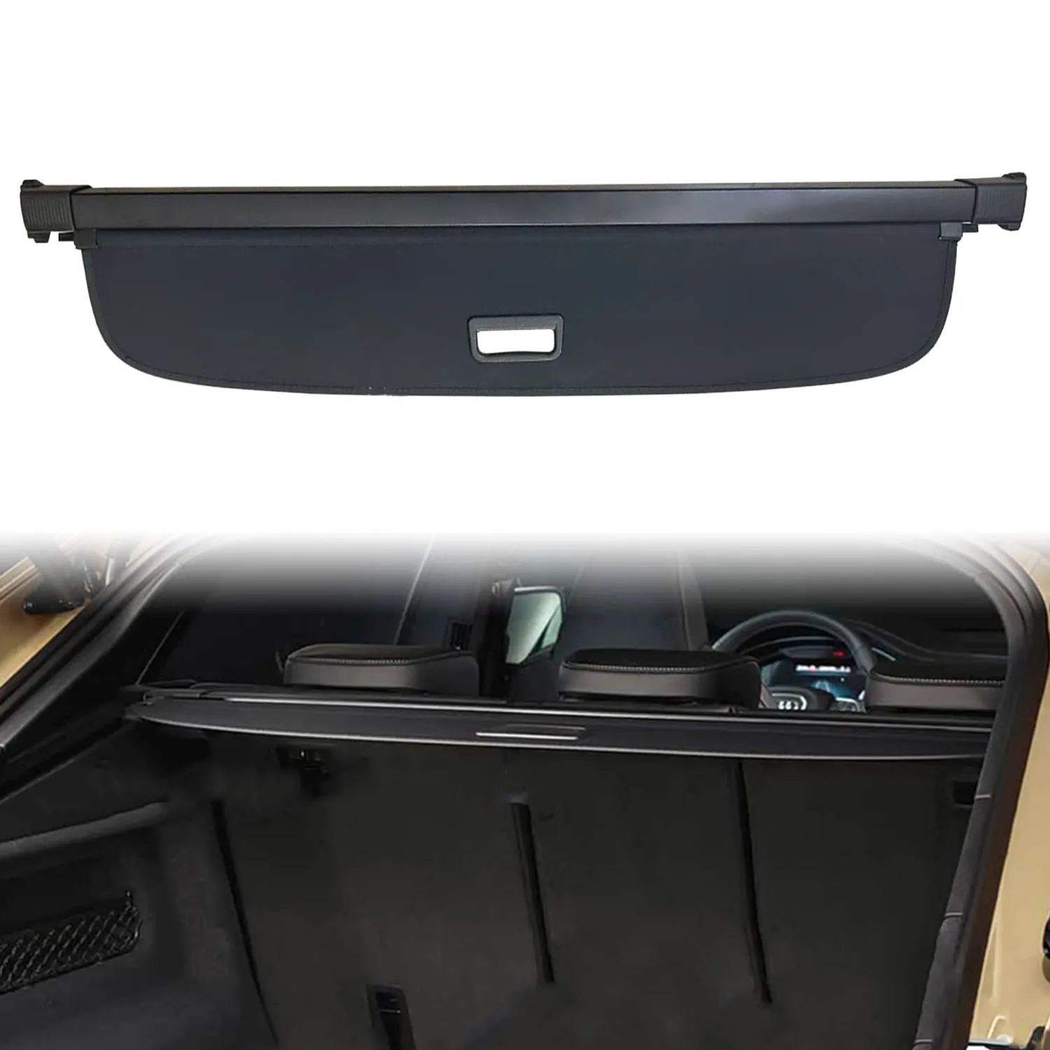 

For Audi Q8 2019 2020 2021 2022 2023 2024 Car Retractable Cargo Cover Black Rear Trunk Shade Luggage Security Cover 1Set