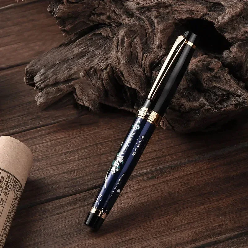 1837 Fountain Pen Hongdian Chinese Style Metal Hand-painted Iridium 0.5mmEF/ Curved Nib Ink Pen School Supplies Stationery