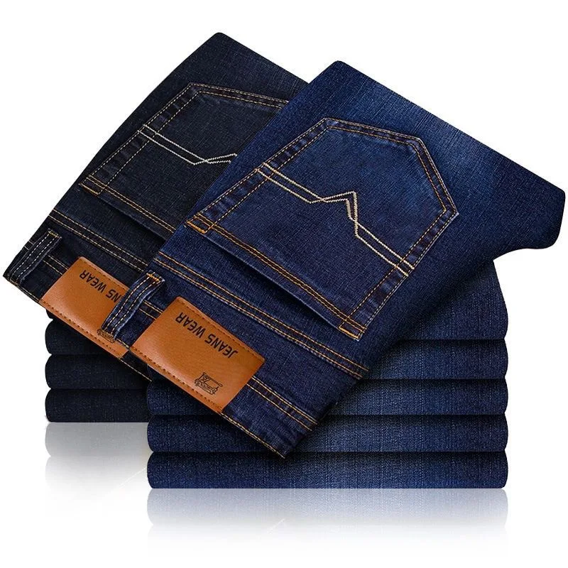 

2025 Spring and Summer New Jeans Men's Straight Loose Men's Casual Blue Work Men's Pants Trousers