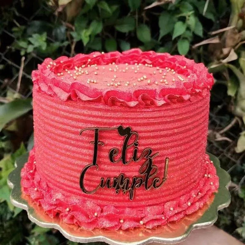Adorno para tarta de Feliz Cumpleanos español, adorno acrílico dorado para tarta de feliz cumpleaños, decoraciones para tarta de postre, fiesta de cumpleaños, 1 ud.