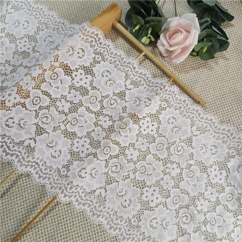 23CM Double Wave Brocade Ammonia Flower Elastic White Wide Edge Bra Underwear Lace Clothing Accessories