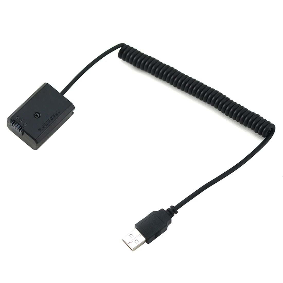 Cable de carga USB para NP-FW50, Cable de resorte de batería ficticia para Sony A7, A7R, A7S, A7M, A7II, A7S2, A7M2, A7R2, A6500, A6300, acoplador de CC