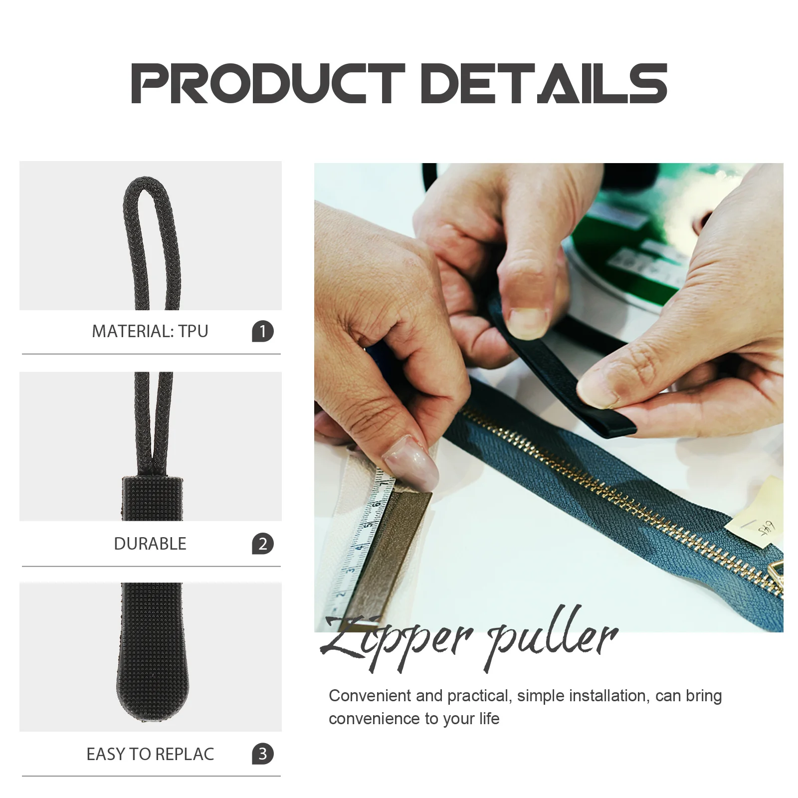 50 قطعة بديلة لسحب السحاب متينة وسهلة التركيب DIY رؤوس بسحاب لحقائب الظهر ومعاطف الأمتعة والملابس الرياضية #5