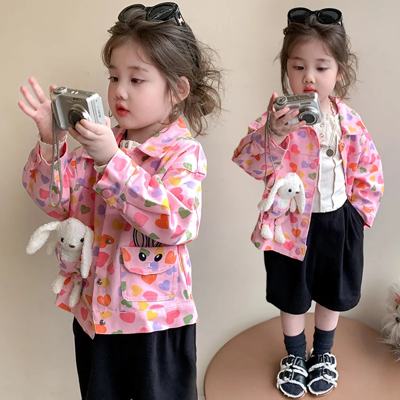 

Kids Jacket Spring Autumn Colorful Coat Age 2-9Y Baby Girl Casual Fashion Coat Tween Classical Outwear Child Korean Style Jacket