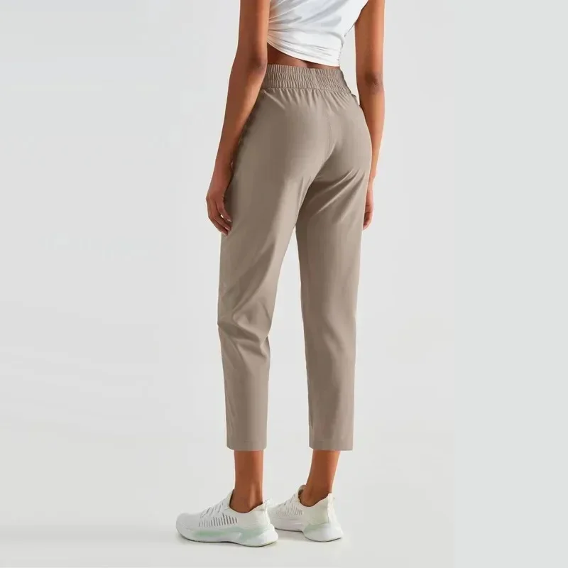 Pantalon de yoga taille haute pour femme, pantalon de survêtement de course avec poches, jogging de sport, longueur mollet, léger, séchage rapide, décontracté, citron, 23 po