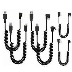90°Angled Elbow USB to C-Type Male To USB AM Corner Mobile OTG Data Fast Charging Cable Car Telescopic Coiled Spring Data Cable