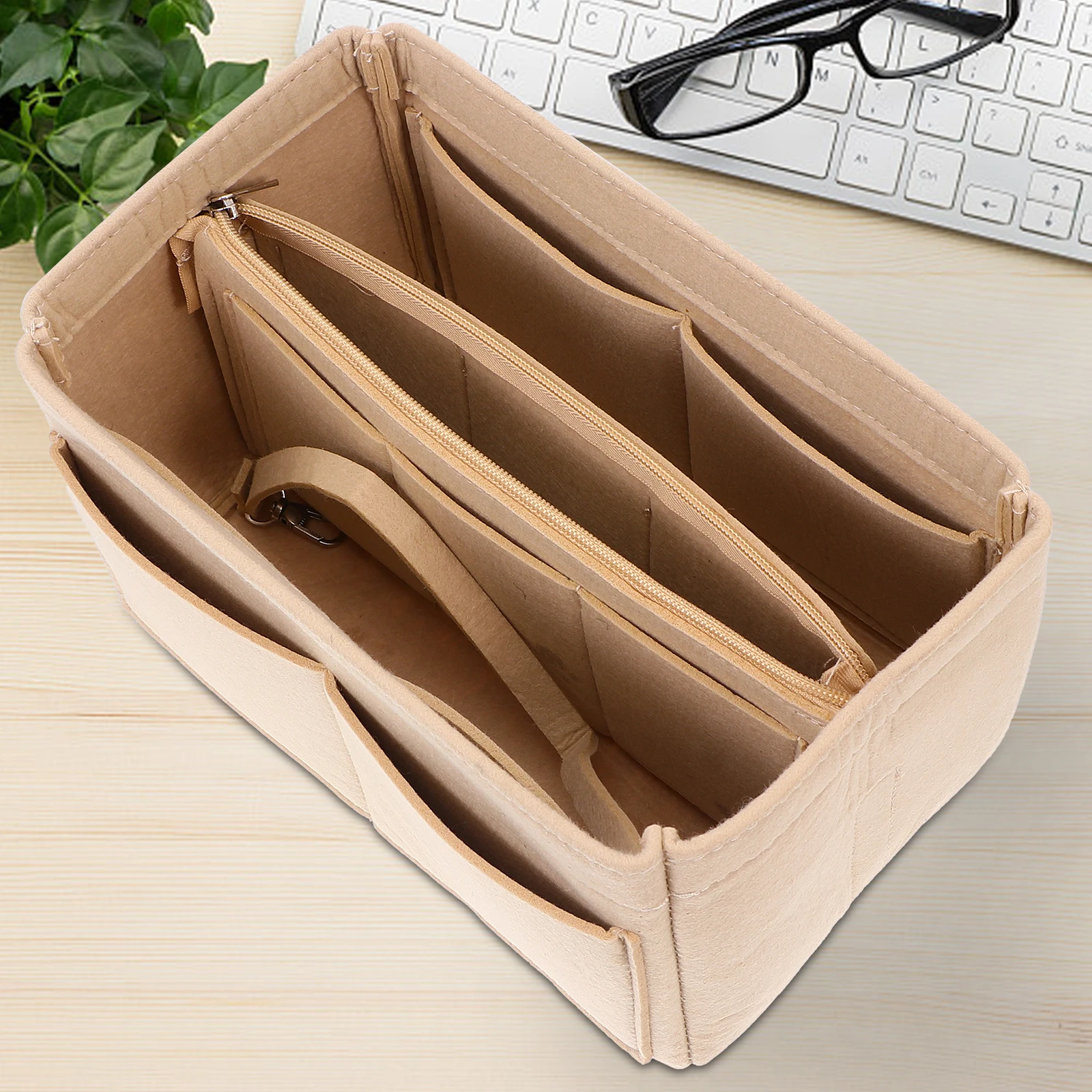 

1pc Felt Bag Women Girls Makeup Pouch Large Capacity Durable Storage Organizer Stationery Holder Toiletry Container