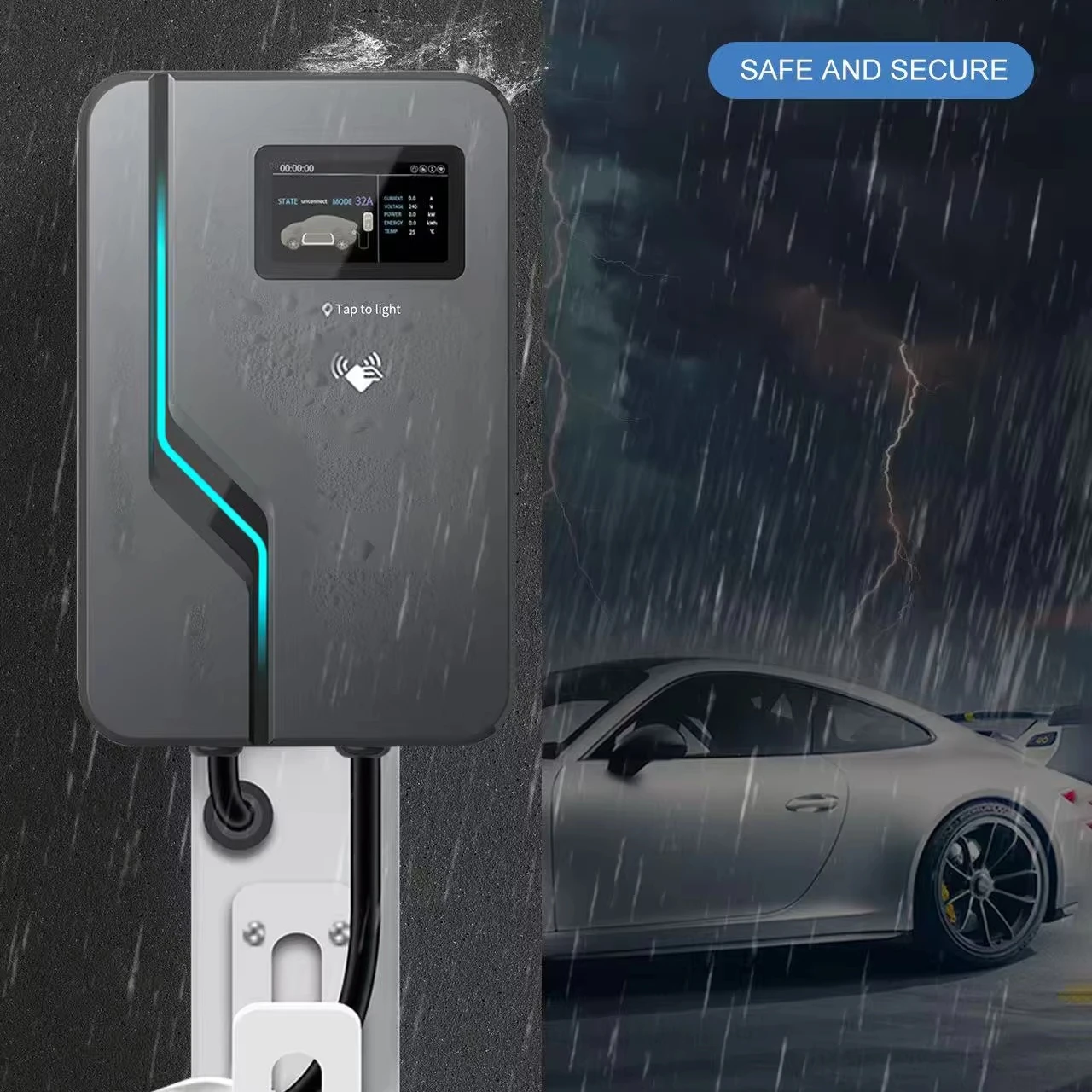 

7kW9.6kW11.5kW AC EV Charger Wall Mounted Type 1SAE J1772 OCPP1.6J RFID WiFi IP55 Home Wallbox Electric Vehicle Charging Station