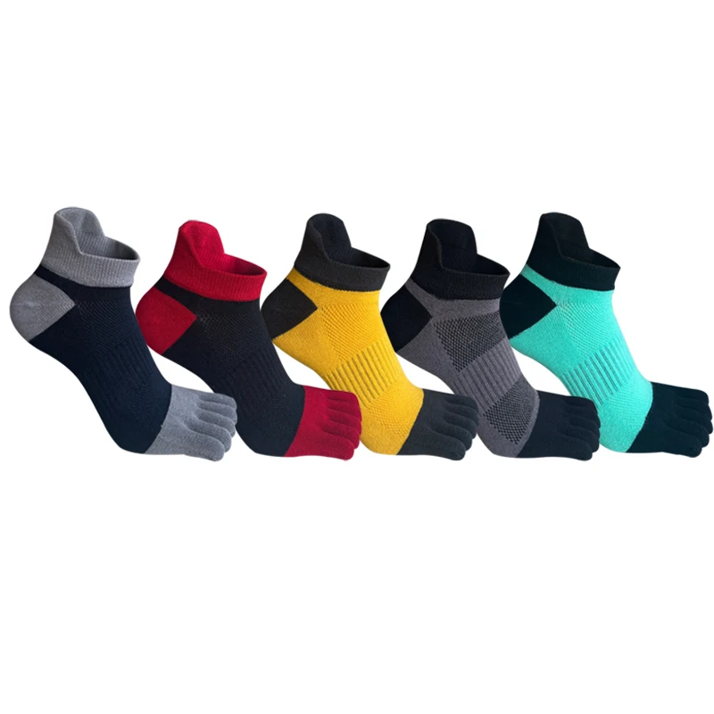 Man Toe Socks Ankle Sport Cotton Mesh Patchwork Sweat-Absorbing Anti-Bacterial Bike Run Fitness Outdoor 5 Finger Boat Socks Boy