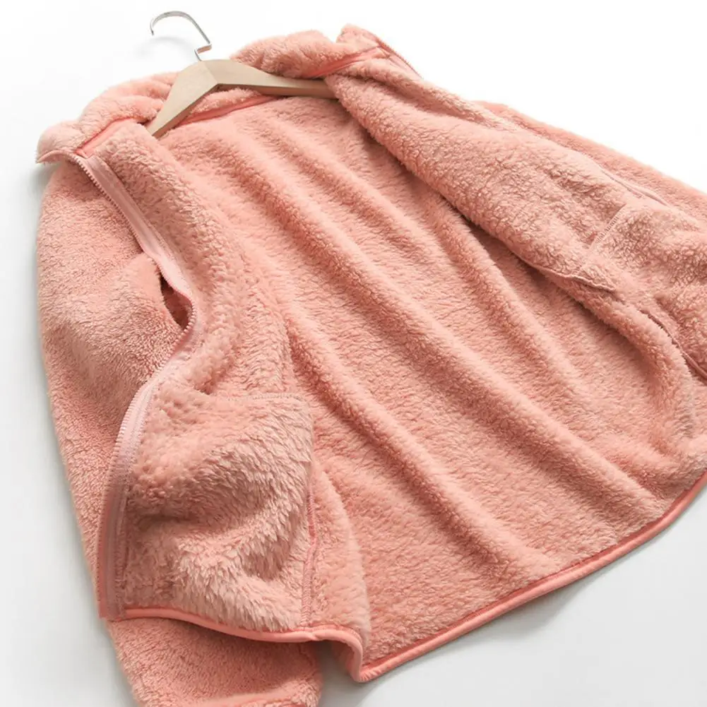 Coral Velvet Jacket Women Winter Coat Thick Stand Collar Double-sided Fleece Neck Protection Heat Retention Outdoor Jacket