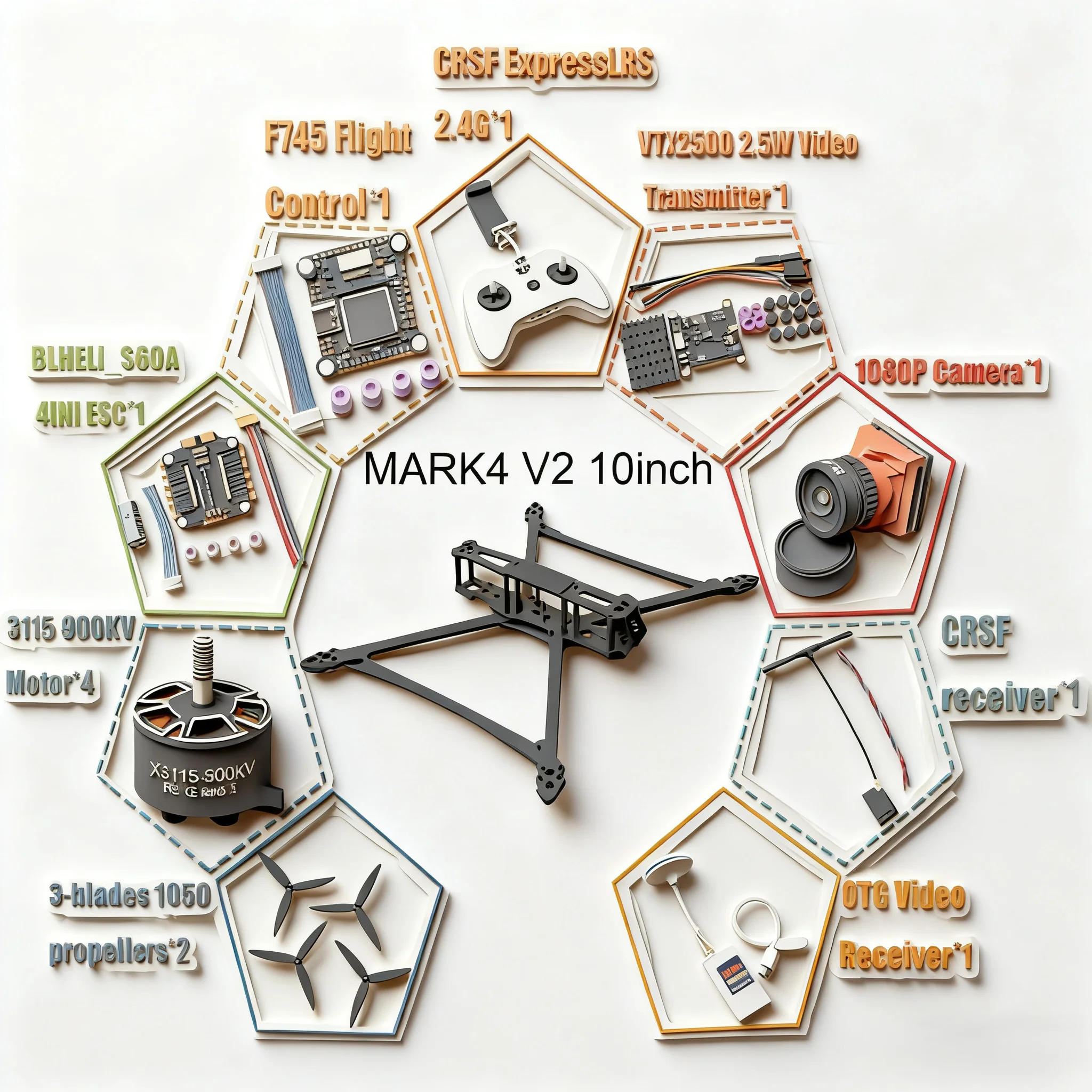 

B-CUBE 7/8/9/10inch Frame V2 Flight Control 45/60A 4INI ESC CRSF Remote ExpressLRS Rack Drone FPV Carbon Fiber Racing Quadcopter