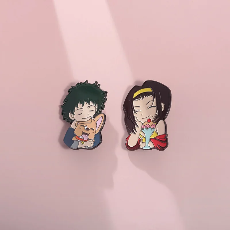 Bros Enamel karakter Anime kartun kepala merah mawar dewi akademi gadis Pangeran prajurit lencana Punk penyihir Lapel Pin perhiasan