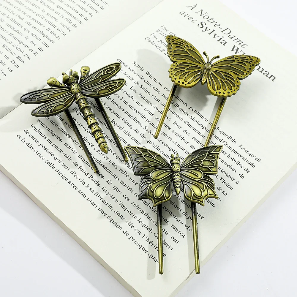 Vintage Butterfly Dragonfly Book Clip - Quality Bronze Metal Bookmarks, Reading Office Writing Gifts for Book Lovers Skr pico Zb