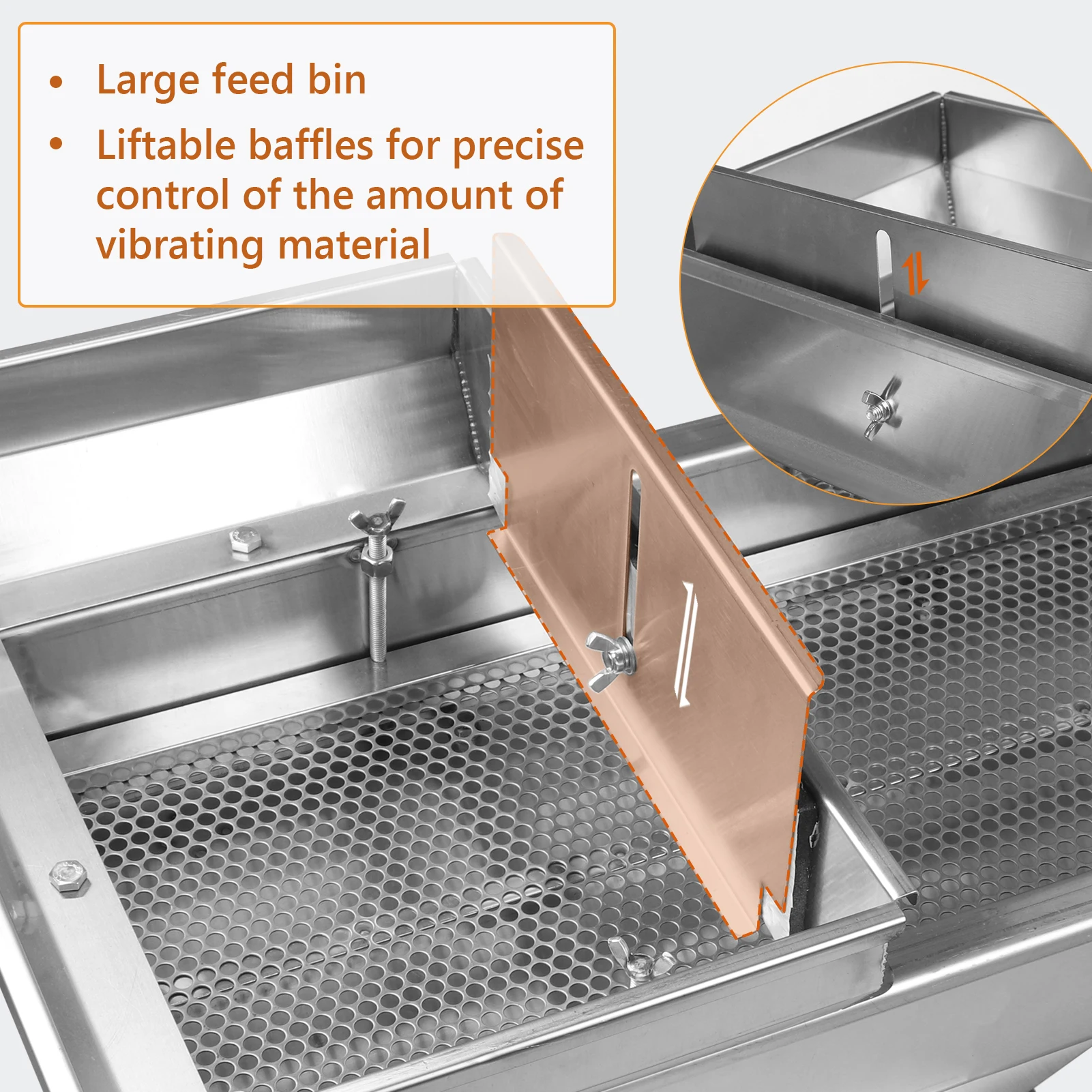 110V/220V Linear Vibration Sieve Screen Stainless Steel Vibration Separator for Particle Screening and Grading Double Motor