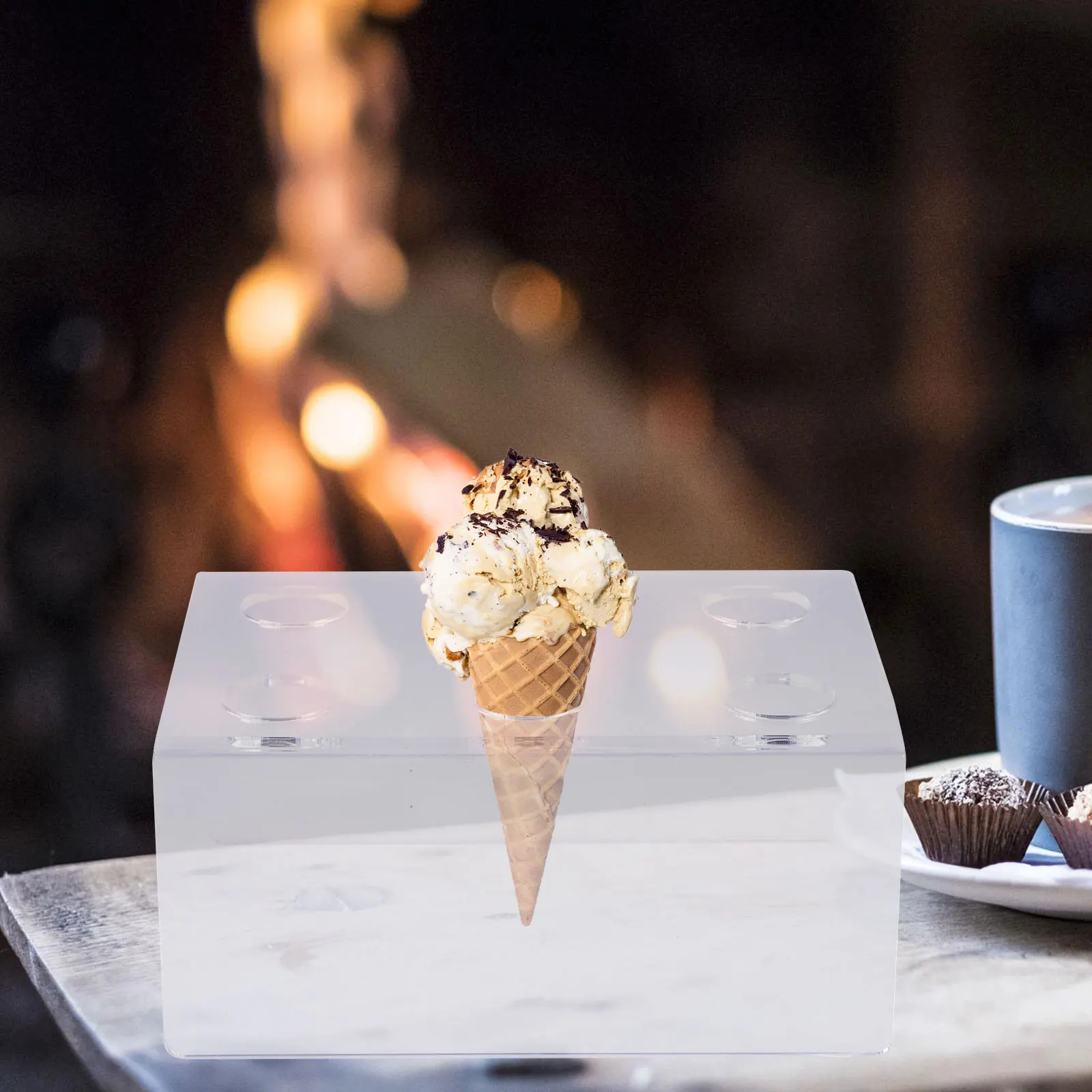 

Ice Cream Display Rack Acrylic Multi-Hole Holder For Dessert Party Sushi Roll Stand Egg Cone Storage Rack Acrylic Cone