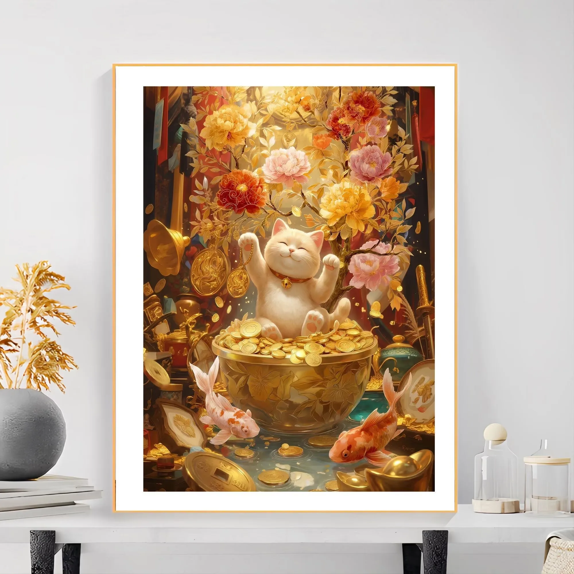 

9CT 11CT DIY Cross Stitch Kit Lucky Cat Embroidery Chinese Style Printed Set with Thread Needlework for Home Crafts
