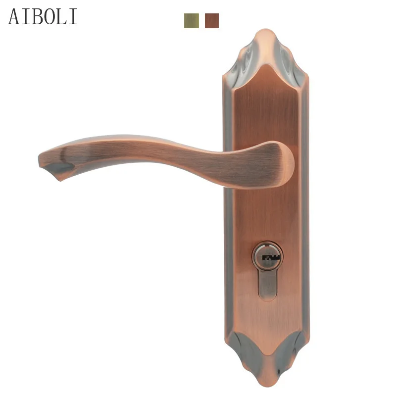 

Residential Room Door Lock Retro Copper Handle Lock Green Bronze Mechanical Door Lock Single Tongue Stainless Steel Handle Lock