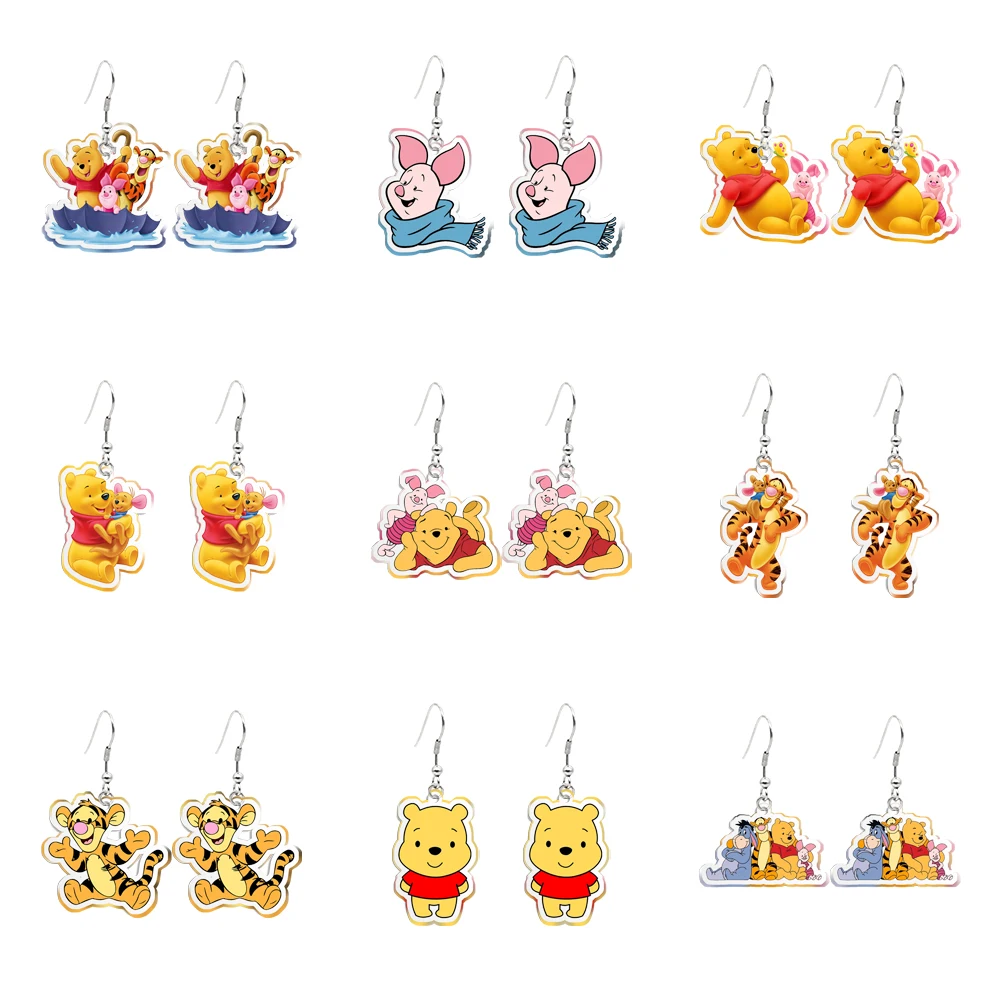 

Disney Winnie the Pooh Bear Cute Pendant Earrings Design Drop Earrings Transparent Acrylic Women Girls Jewelry Accessories Gifts