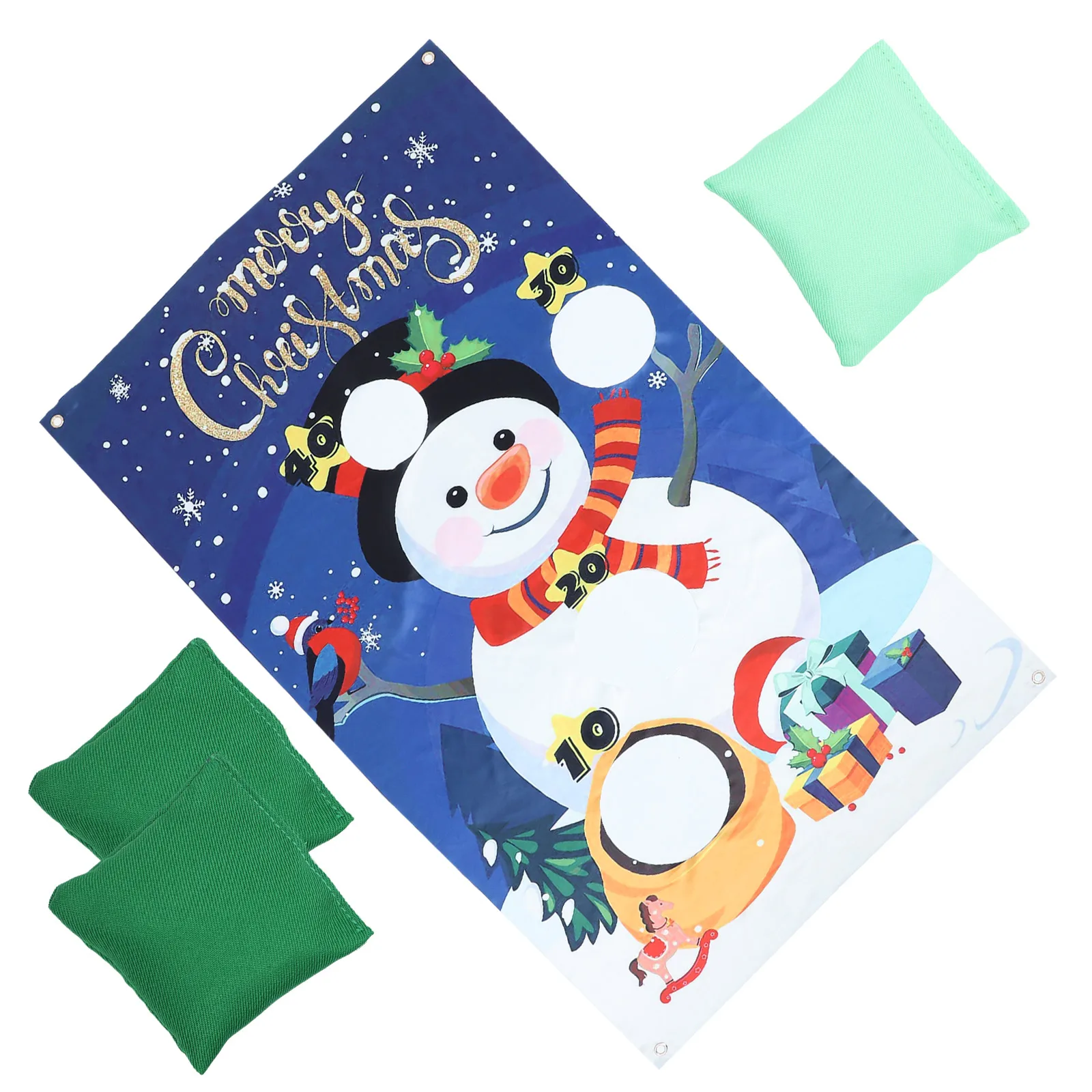 

1 set Snowman Sandbag Game Flag Kids Toss Banner Christmas Decor Polyester Yard Lawn Park Garden Throwing Toy