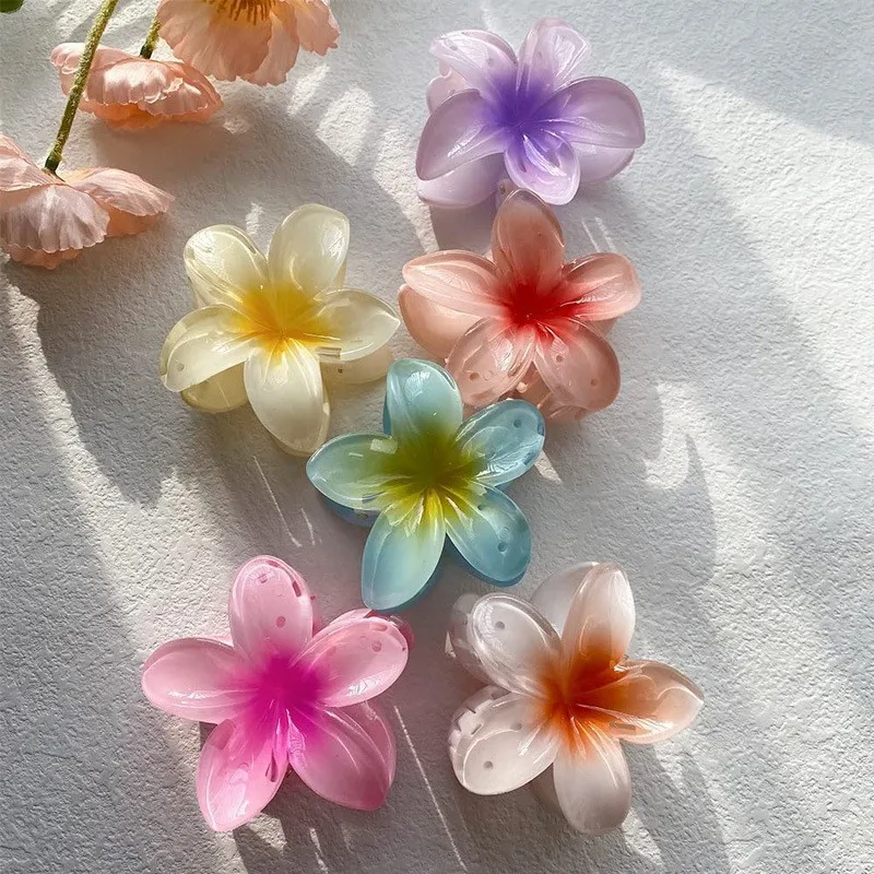 

4Pcs Gradient Egg Flower Hair Clip Elegant Women's Hair Style Large Size Dopamine Hair Clip Sweet Girl Hair Clip Hair Accessory