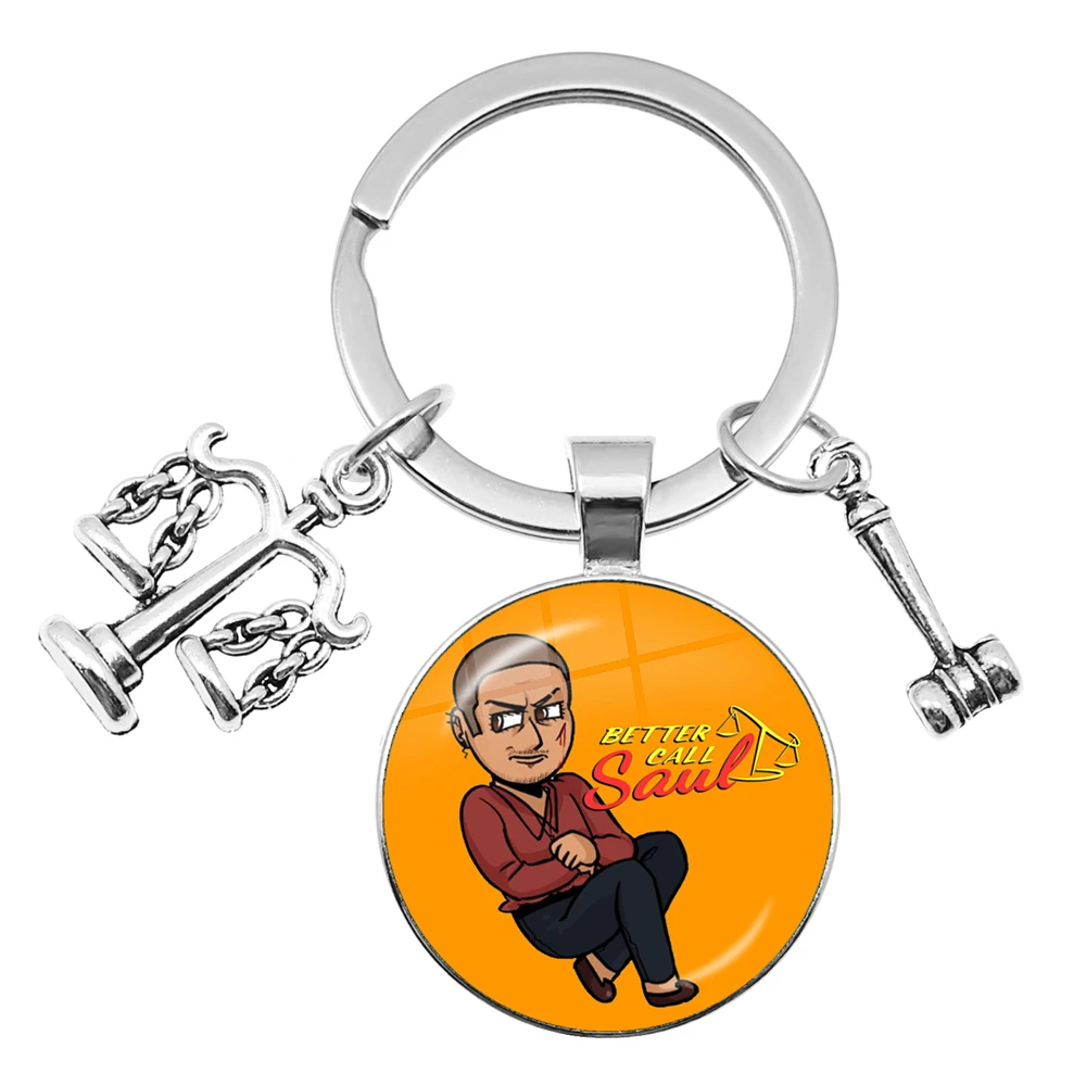 Fashion Judge Better Call Saul Glass Cabochon Heart-Shaped Keychain Bag Car Libra Accessories Keychains Lawyer Jewelry Gift
