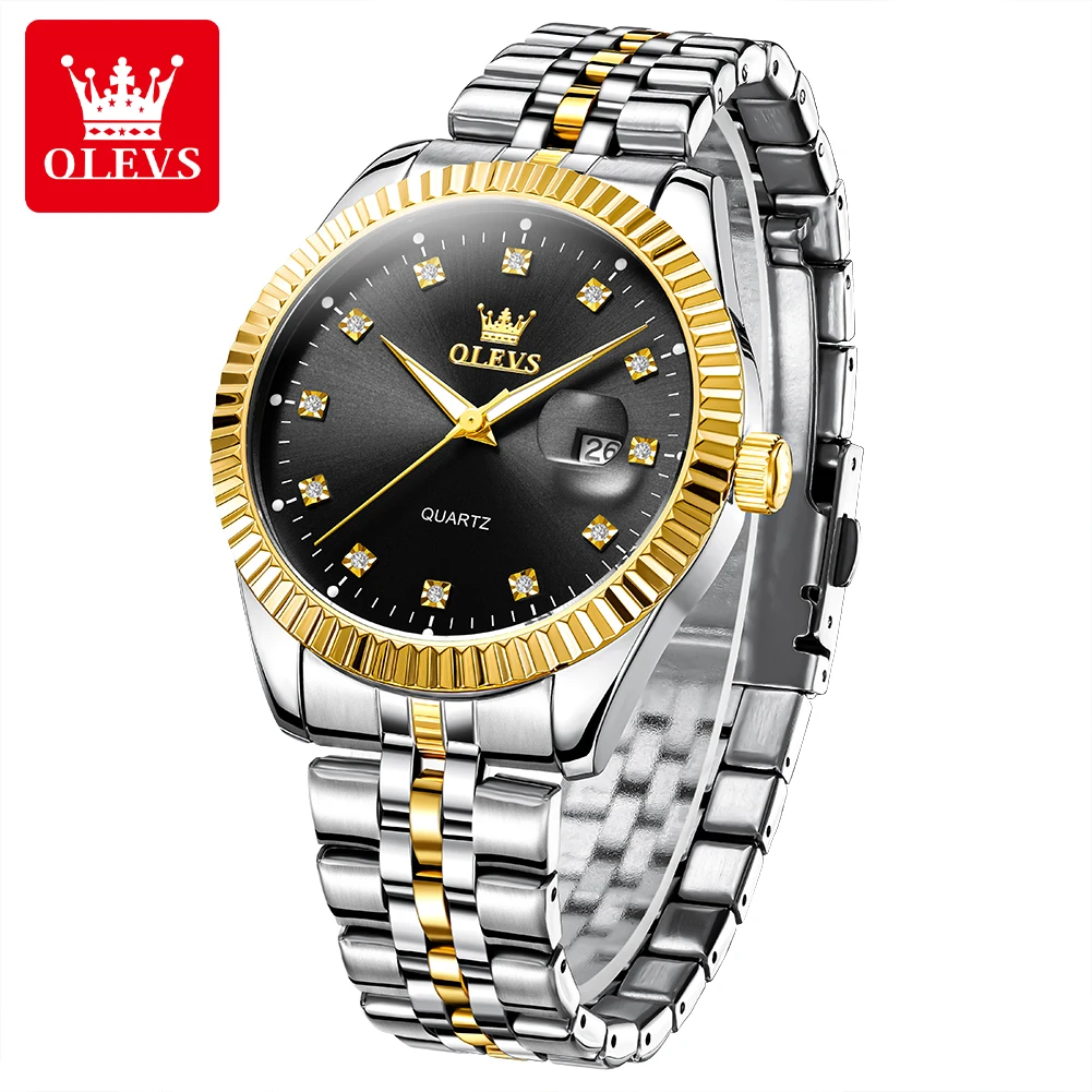 OLEVS 5526 Classic Original Quartz Wristwatch for Men Stainless Steel Waterproof Day Date Mens Business Watch Luxury