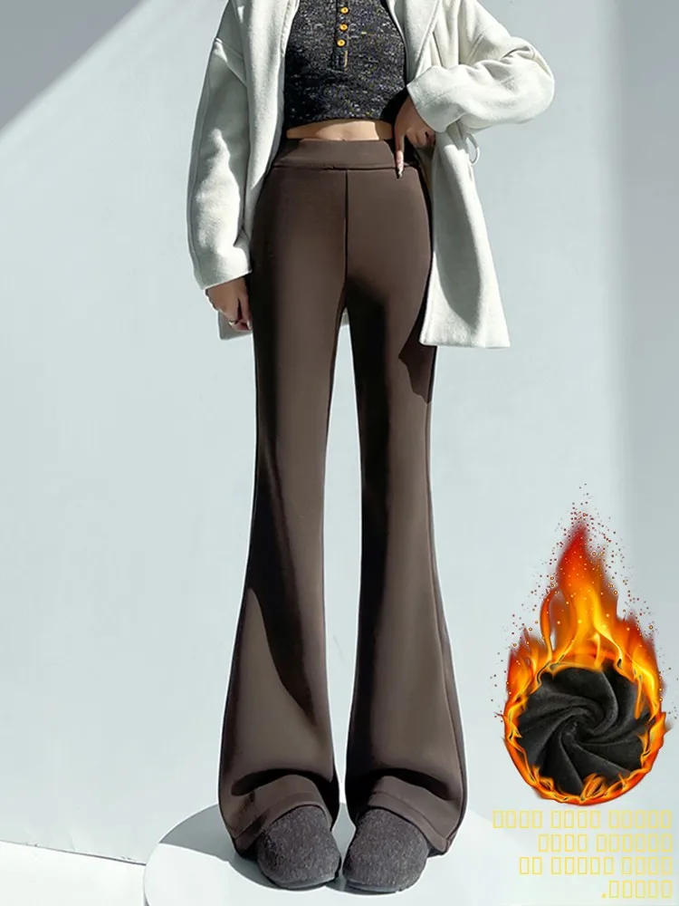 

Женские повседневные брюки Faion с высокой талией, на флисовой подкладке, широкие, свободного кроя, универсальные, осенне-зимние, с расклешенными штанинами