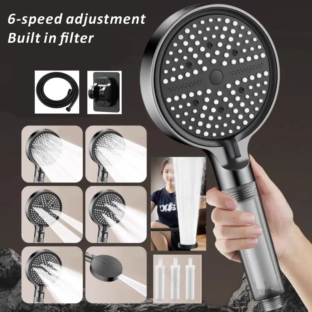 

Новая 6-режимная насадка для душа с фильтром, 13 см, большая панель, экономия воды под высоким давлением, насадка для душа с дождевой насадкой, набор аксессуаров для ванной комнаты